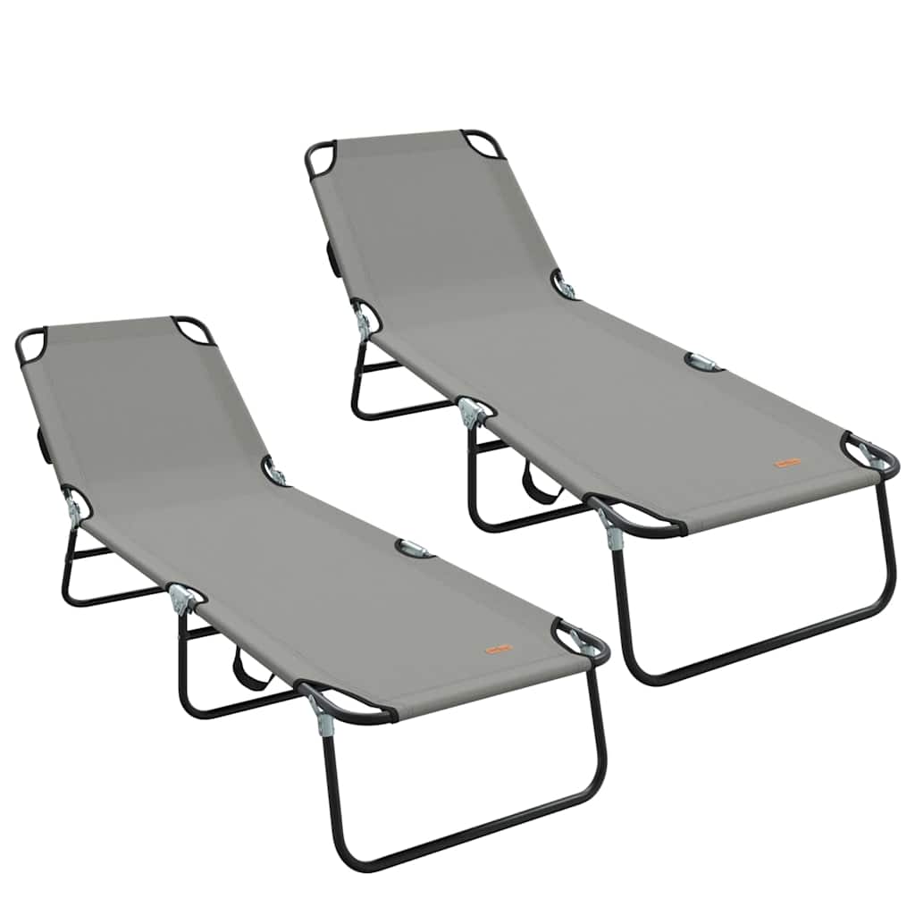 Foldestol 2 pcs Grå 188 x 57 x 86,5 cm Polyester