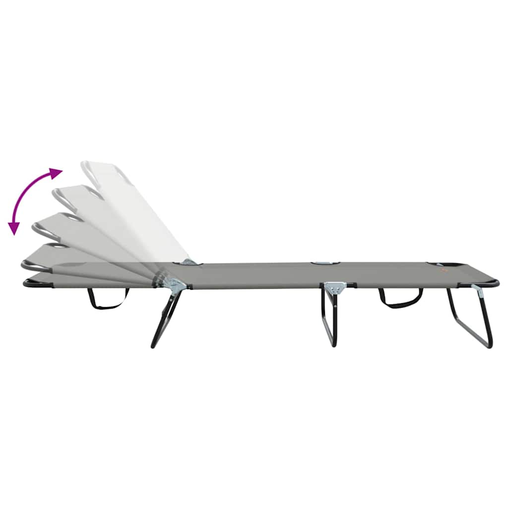 Foldestol 2 pcs Grå 188 x 57 x 86,5 cm Polyester