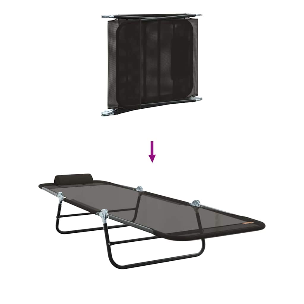 Foldestol Sort 182 x 55 x 85,5 cm Textilene
