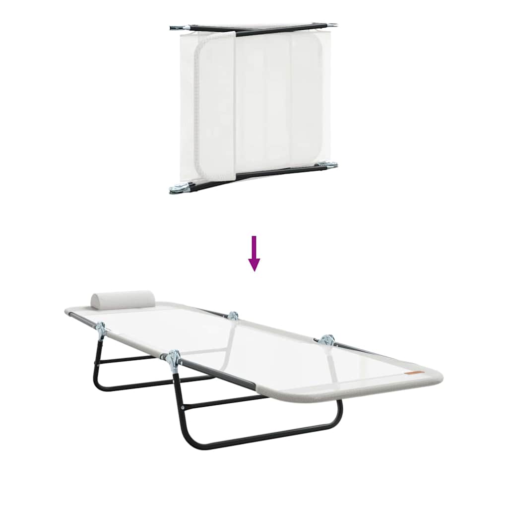 Foldestol 2 pcs Creme 182 x 55 x 85,5 cm Textilene