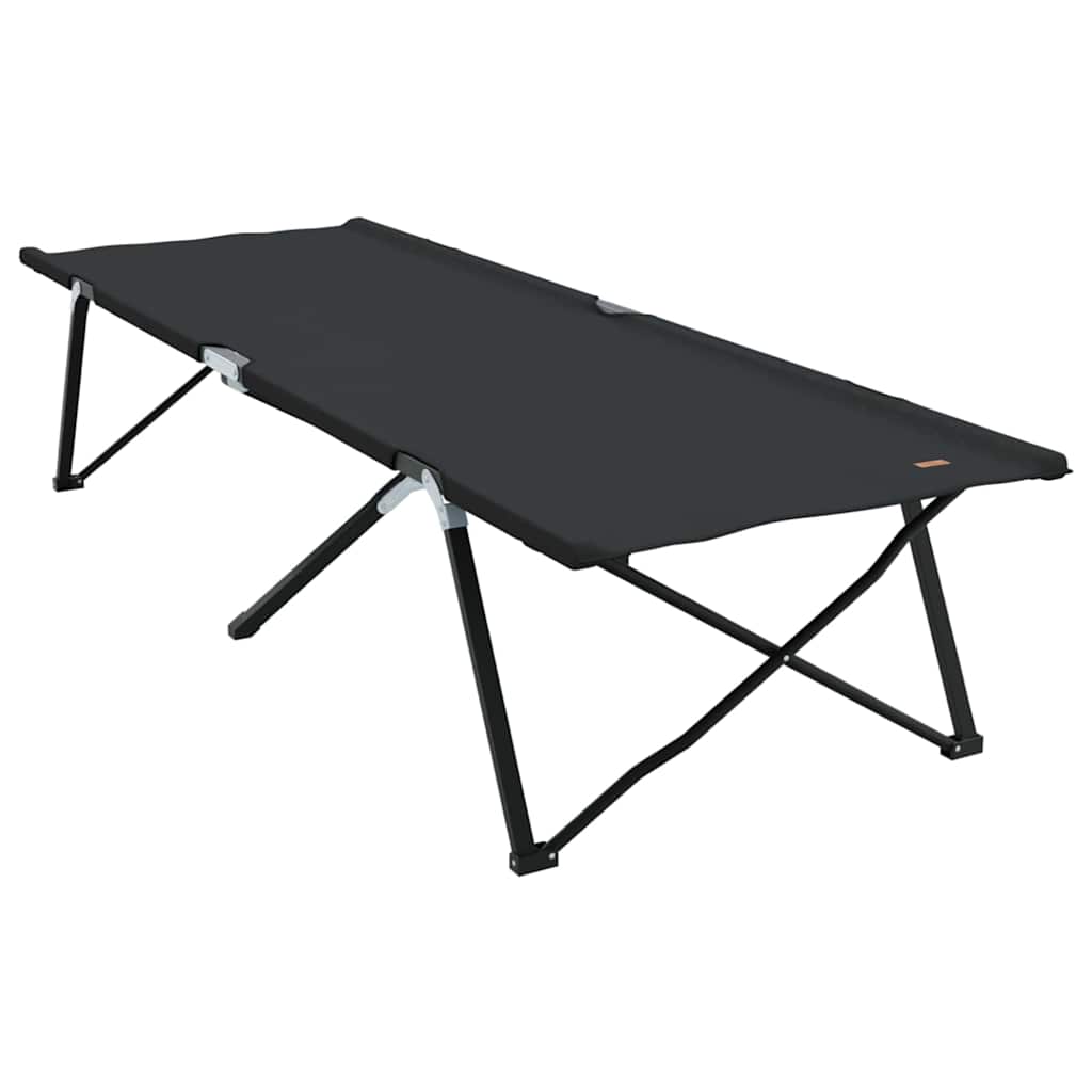 Foldende Camping Seng Sort 206 x 76 x 74 cm Oxford og Stål billede