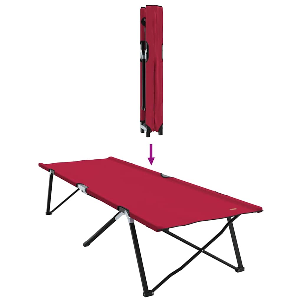 Foldende Camping Seng Rød 206 x 76 x 74 cm Oxford og Stål