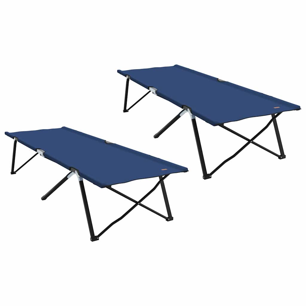 Foldende Camping Seng 2 pcs Blå 206 x 76 x 74 cm Oxford og Stål