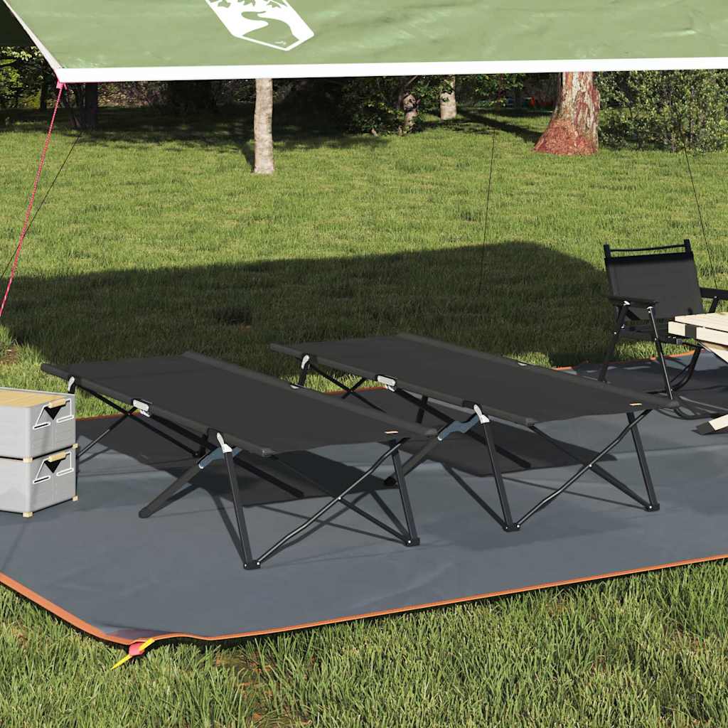 Foldende Camping Seng 2 stk Sort 206 x 76 x 74 cm Oxford stof