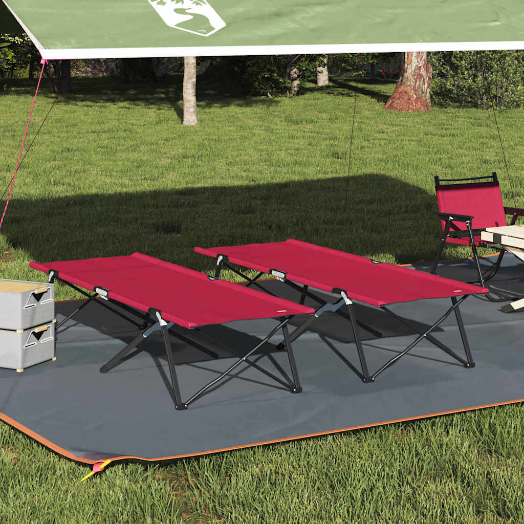 Foldende Camping Seng 2 pcs Rød 206 x 76 x 74 cm Oxford og Stål billede