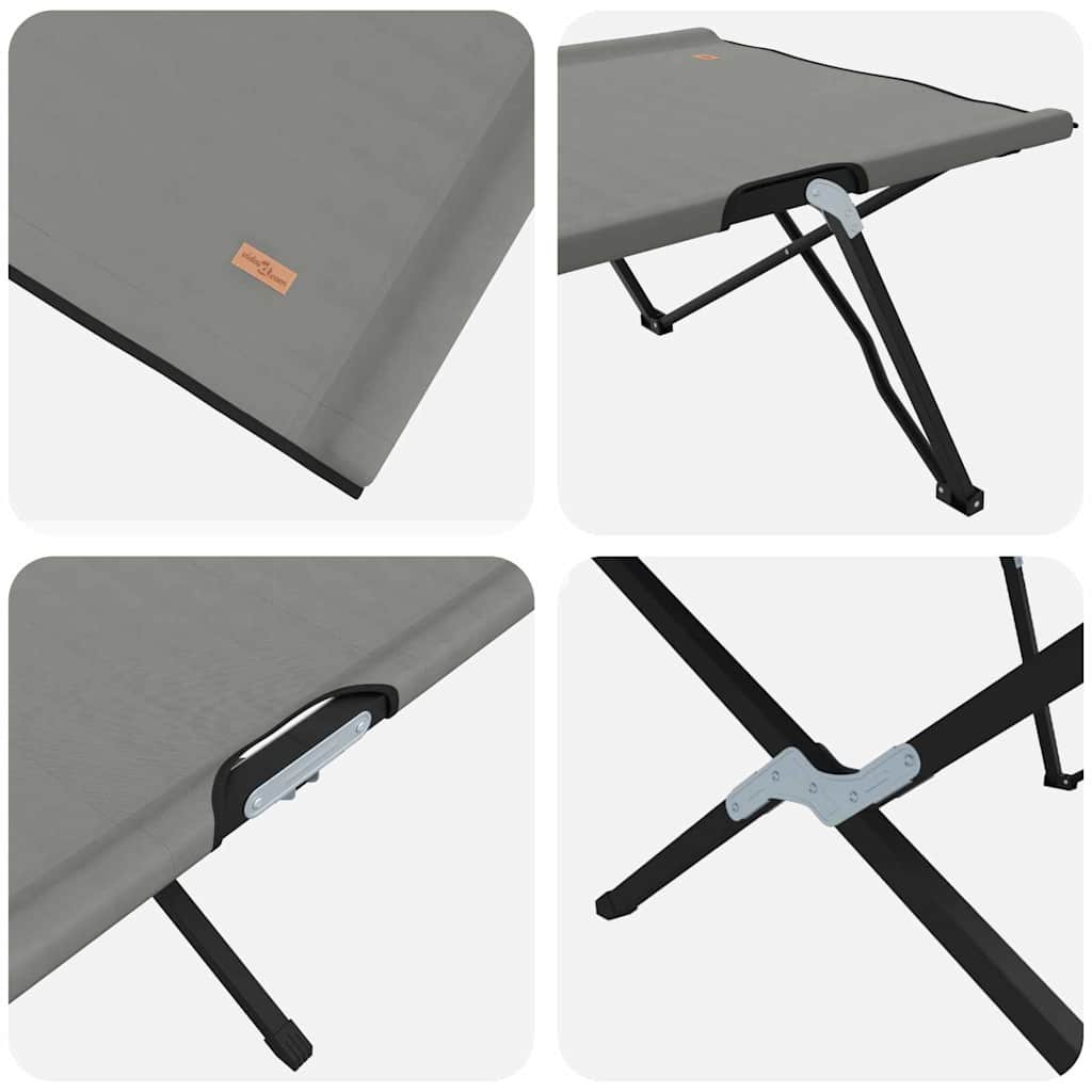 Foldende Camping Seng 2 pcs Grå 206 x 76 x 74 cm Oxford og Stål
