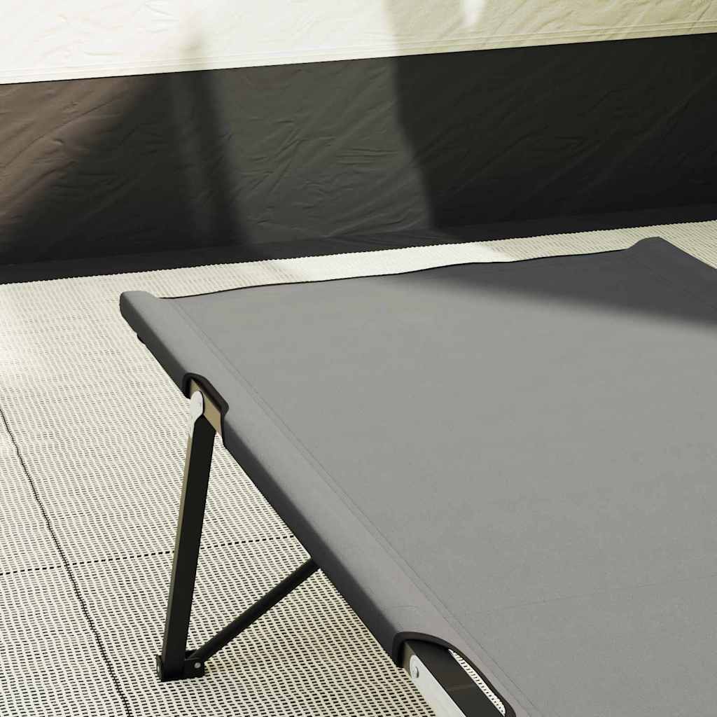 Foldende Camping Seng 2 pcs Grå 206 x 76 x 74 cm Oxford og Stål