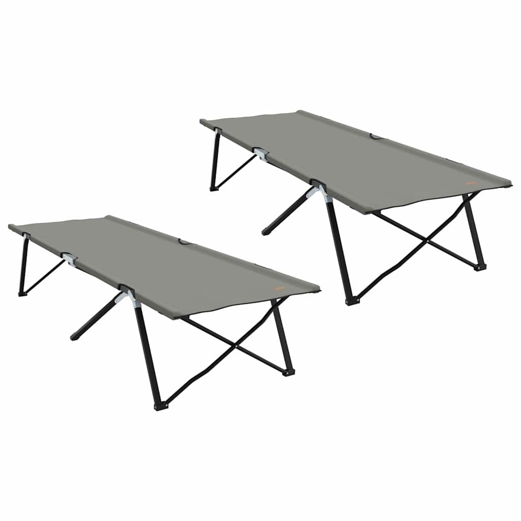 Foldende Camping Seng 2 pcs Grå 206 x 76 x 74 cm Oxford og Stål