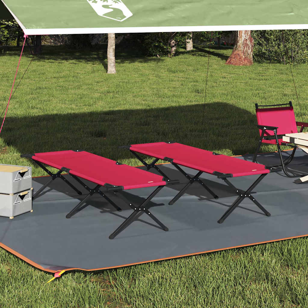 Foldende Camping Seng 2 pcs Rød 193 x 69 x 45 cm Oxford stof billede