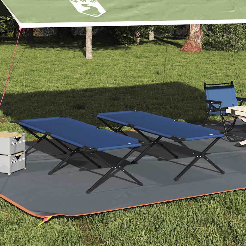 Foldende Camping Seng 2 pcs Blå 210 x 80 x 46 cm Oxford stof billede