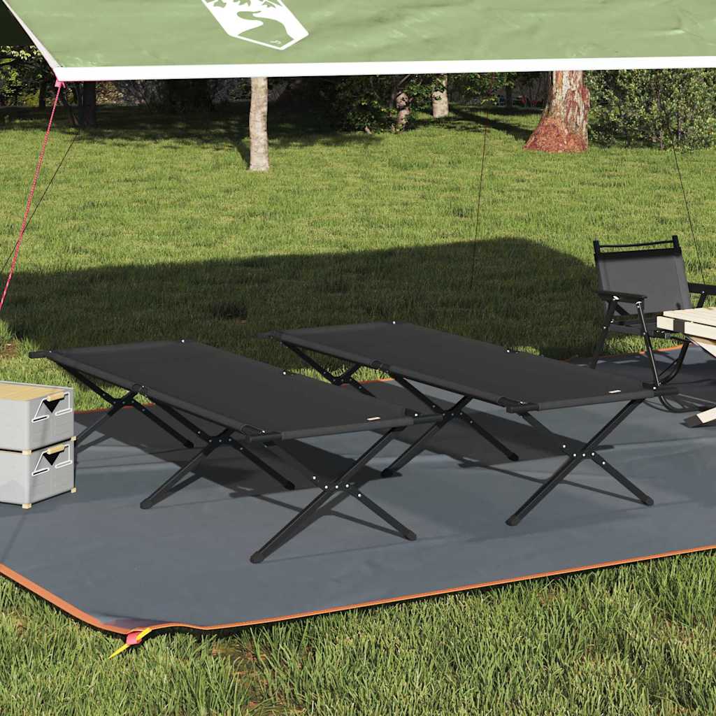 Foldende Camping Seng 2 pcs Sort 210 x 80 x 46 cm Oxford stof billede