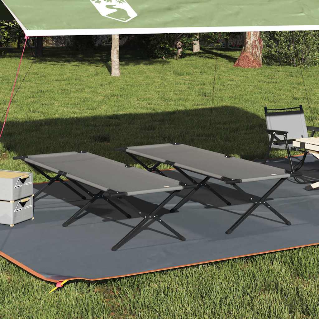 Foldende Camping Seng 2 pcs Grå 210 x 80 x 46 cm Oxford stof