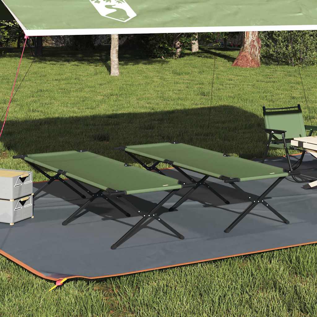 Foldende Camping Seng 2 pcs Grøn 210 x 80 x 46 cm Oxford stof billede