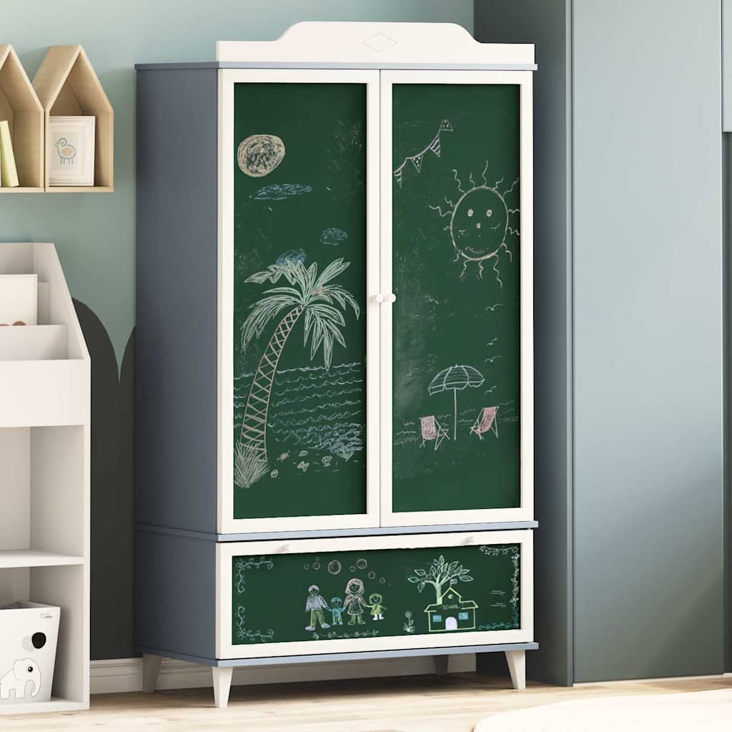 Tavle Garderobe med skuffe ROROS Grå og Hvid 90 x 45 x 165 cm