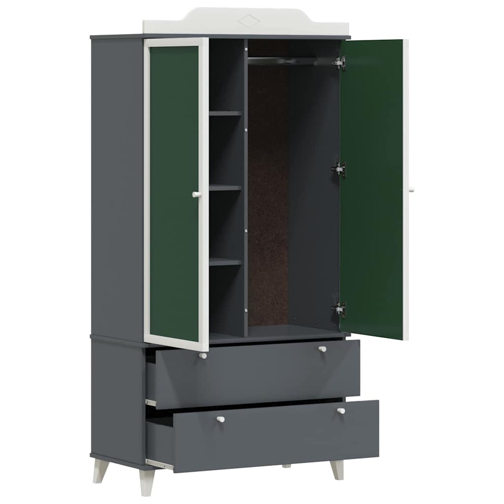 Tavle Garderobe med skuffe ROROS Grå og Hvid 90 x 45 x 180 cm