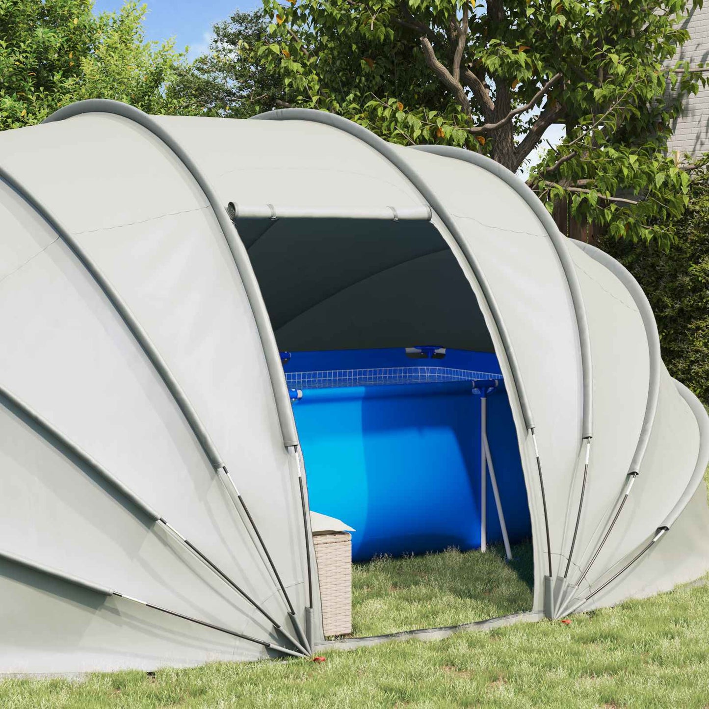 Pooltelt Dome Grå 538 x 440 x 204 cm