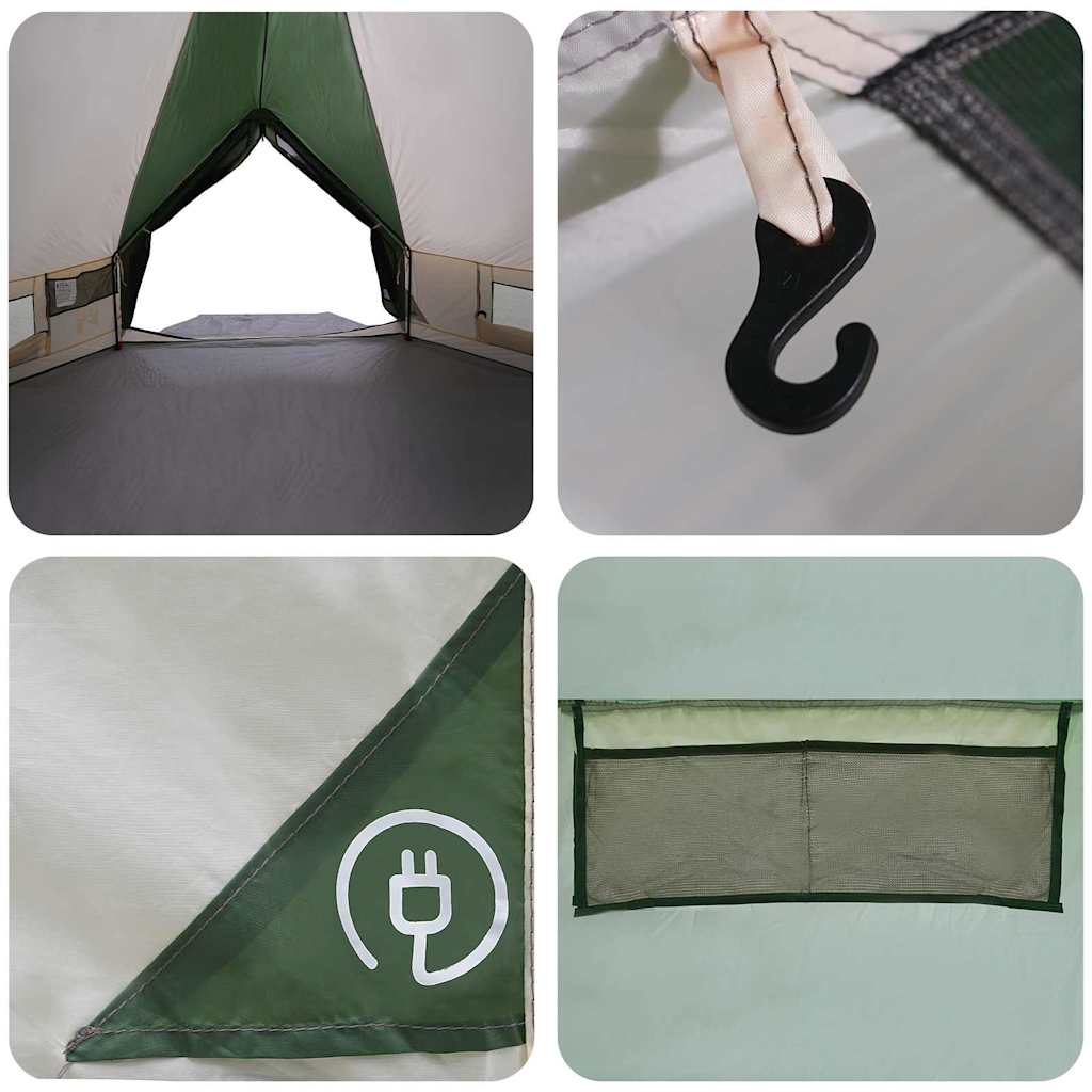 Teepee telt til 6 personer Grøn og Hvid 431 x 366 x 185 cm