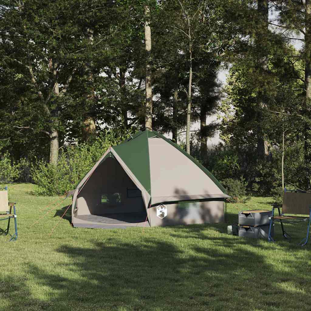 Teepee Telt 4-Person med tag Grøn og Grå 388 x 320 x 169 cm