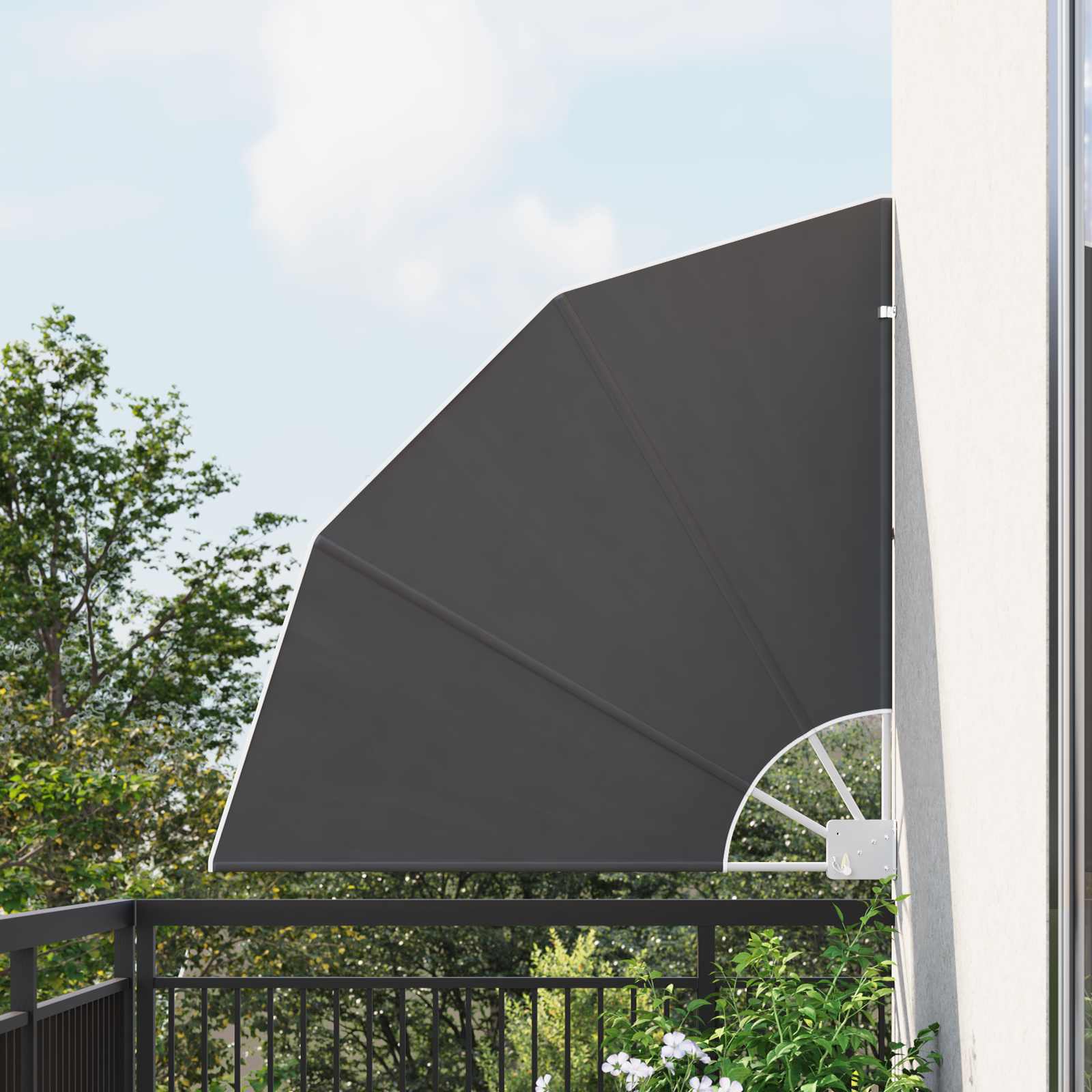 Balkon Afskærmning Polyester - Antracit / 115 x 115 cm
