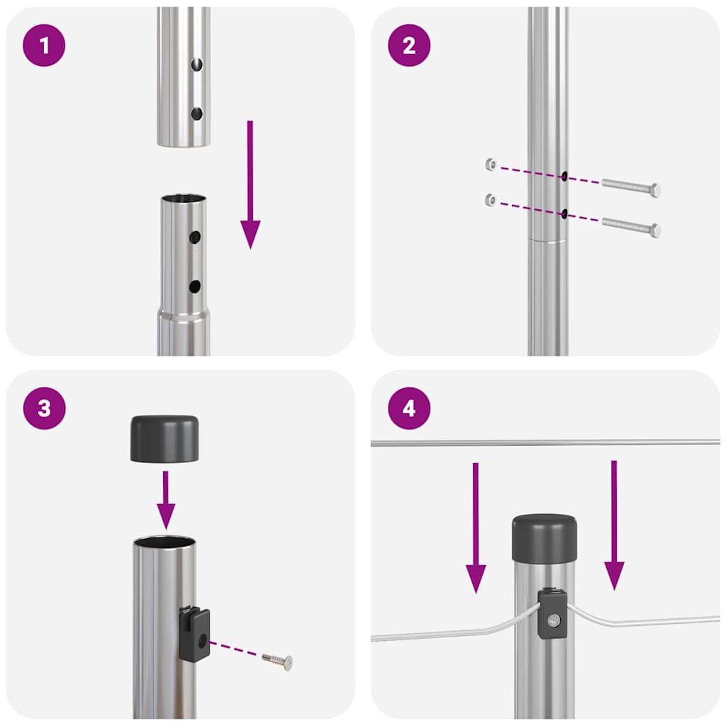 Indlejret hegnspost 13 pcs Sølv Pulverlakeret stål