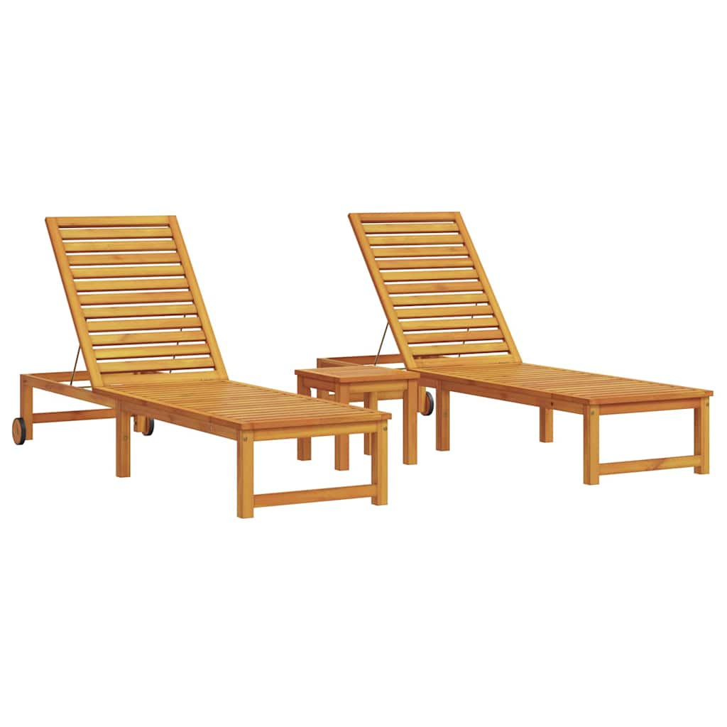 Solstol 3 pcs Brun Massivt Akacietræ