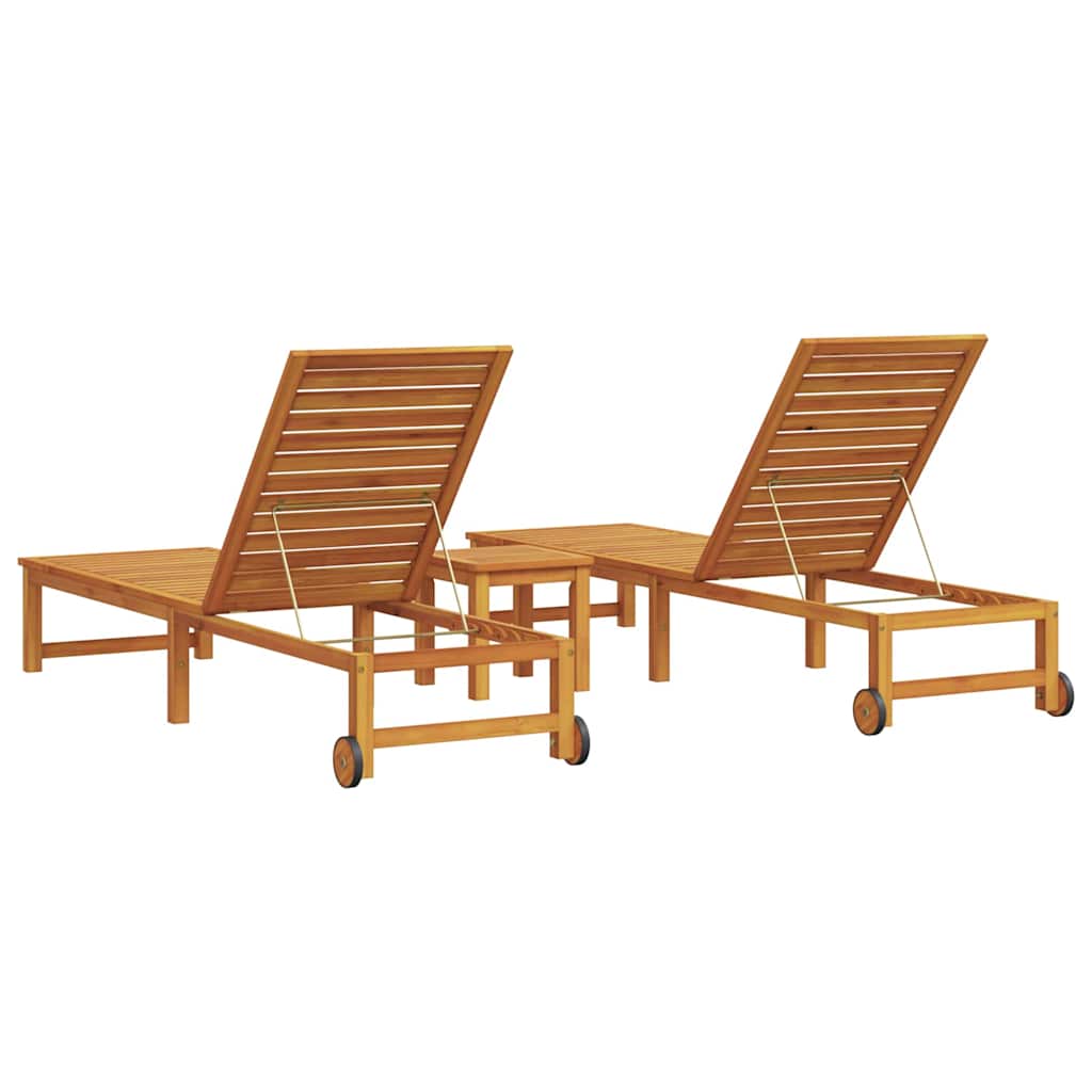 Solstol 3 pcs Brun Massivt Akacietræ