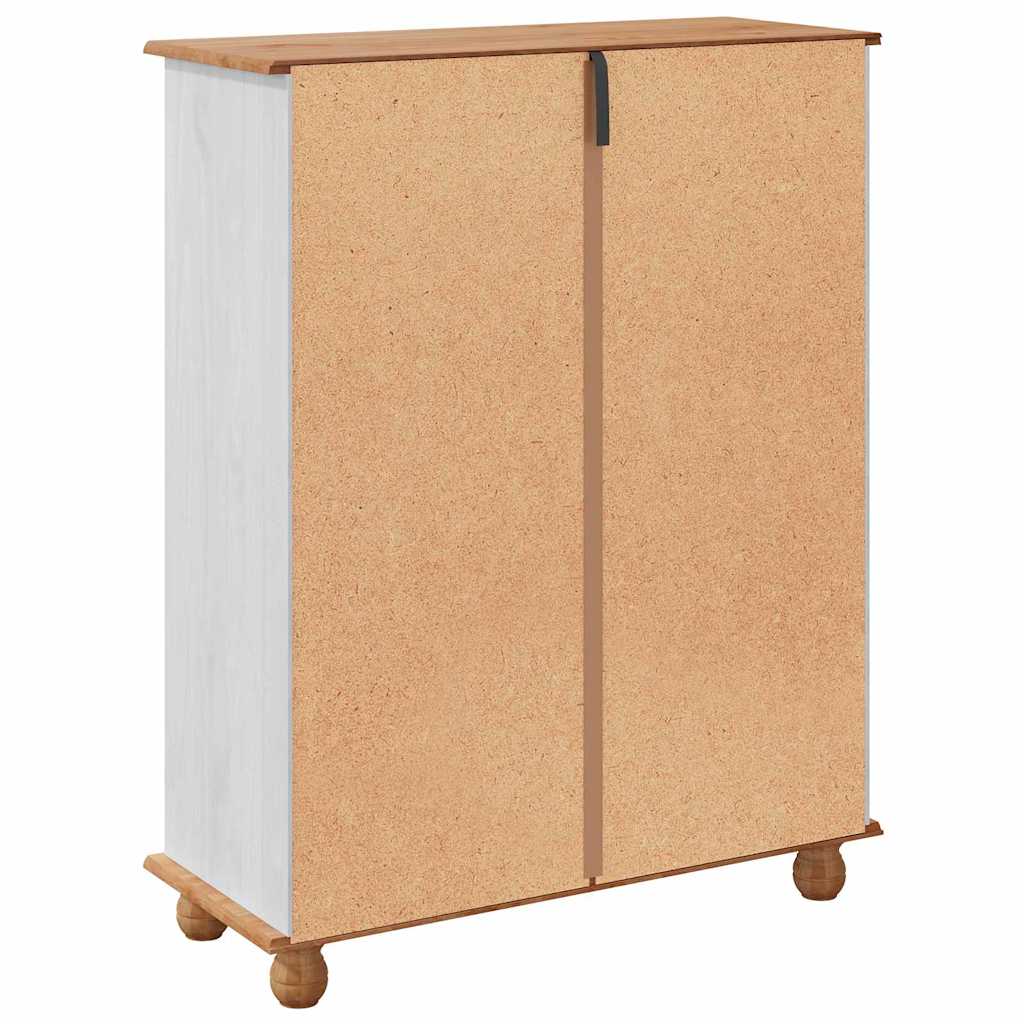 Sko skab med skuffe ASKIM Hvid 85 x 35 x 108 cm Massiv fyrretræ