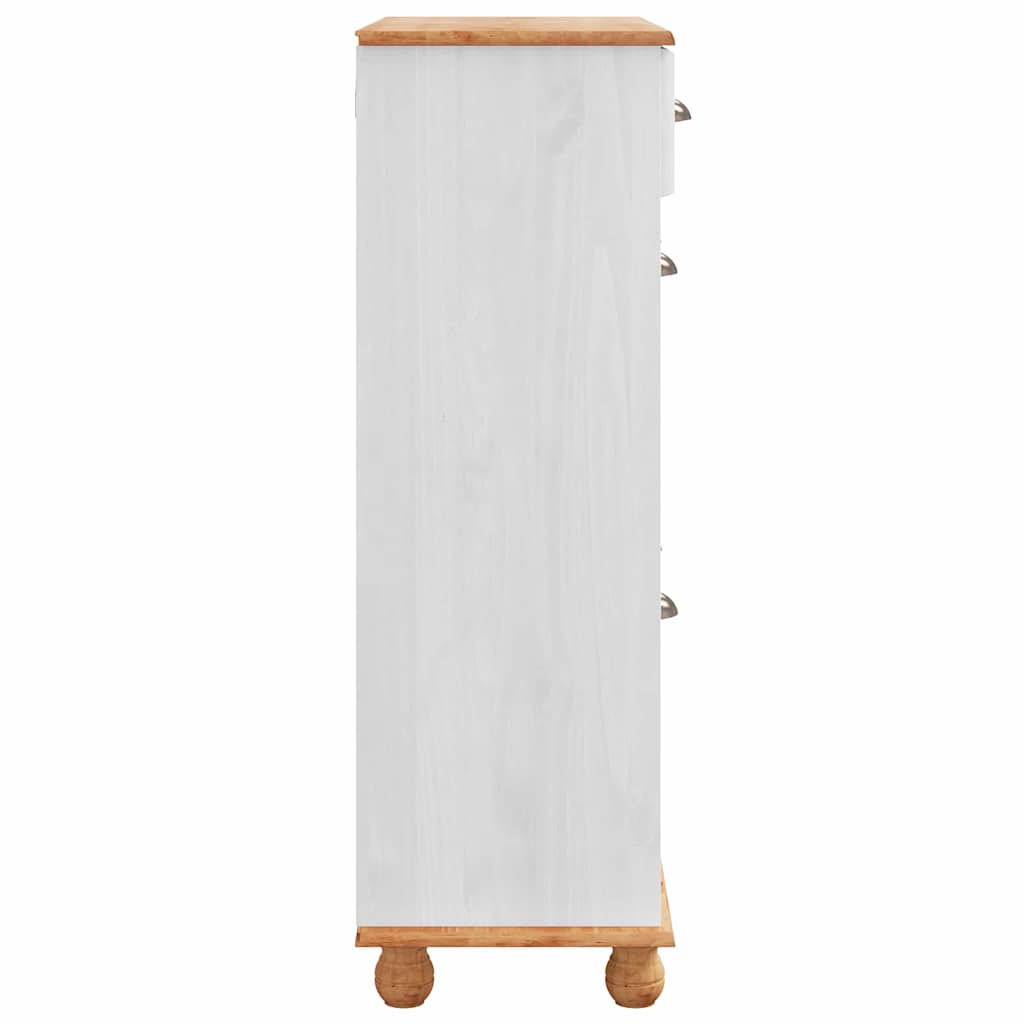 Sko skab med skuffe ASKIM Hvid 85 x 35 x 108 cm Massiv fyrretræ