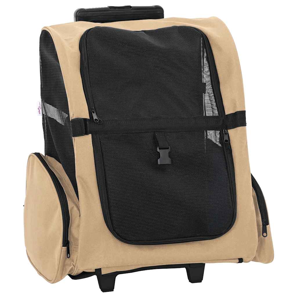 kæledyrsvogn 3-i-1 design sand 48x32x(57-106) cm oxfordstof billede