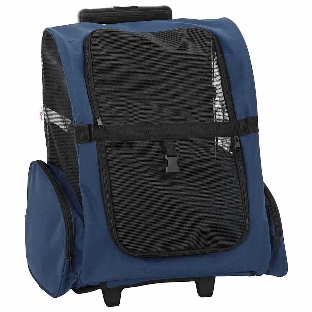 kæledyrsvogn 3-i-1 design blå 48x32x(57-106) cm oxfordstof billede