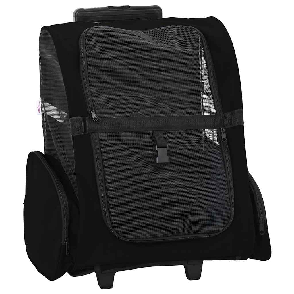 kæledyrsvogn 3-i-1 design sort 48x32x(57-106) cm oxfordstof billede