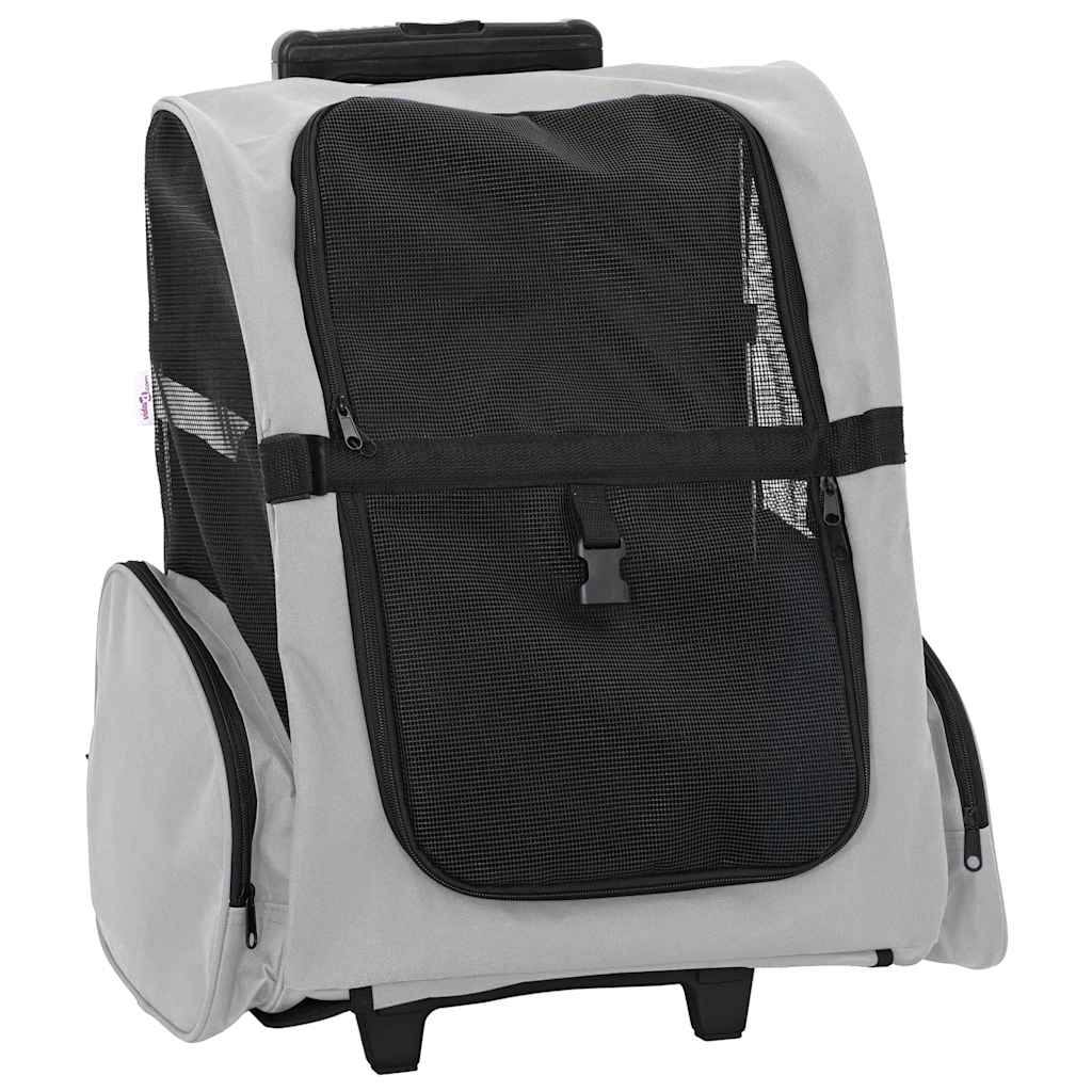 kæledyrsvogn 3-i-1 design grå 48x32x(57-106) cm oxfordstof billede