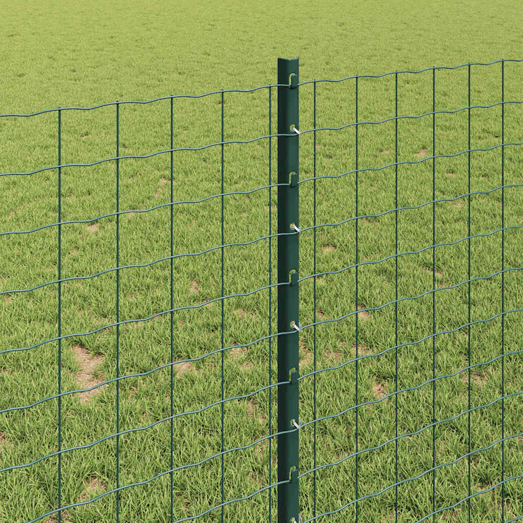 Indlejret hegnspost 5 pcs Grøn 140 cm Pulverlakeret stål