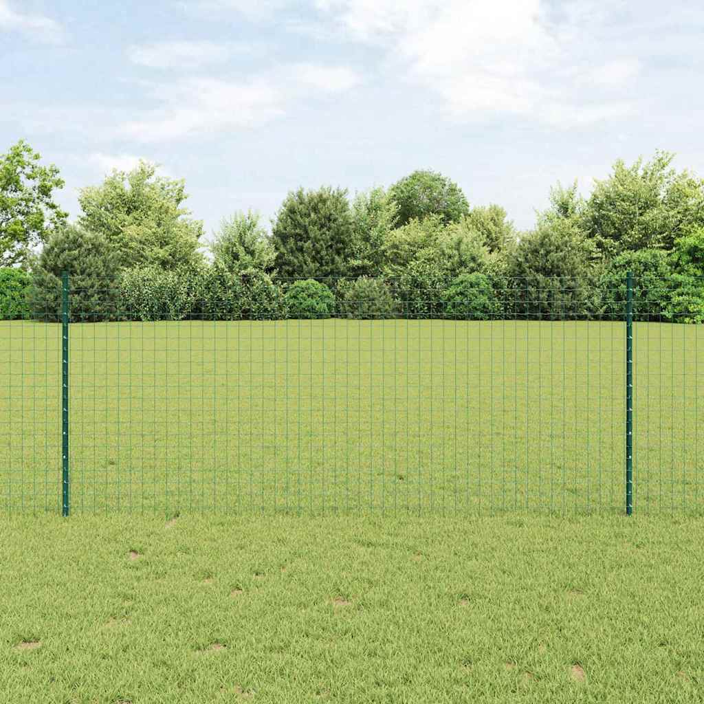 Indlejret hegnspost 5 pcs Grøn 140 cm Pulverlakeret stål