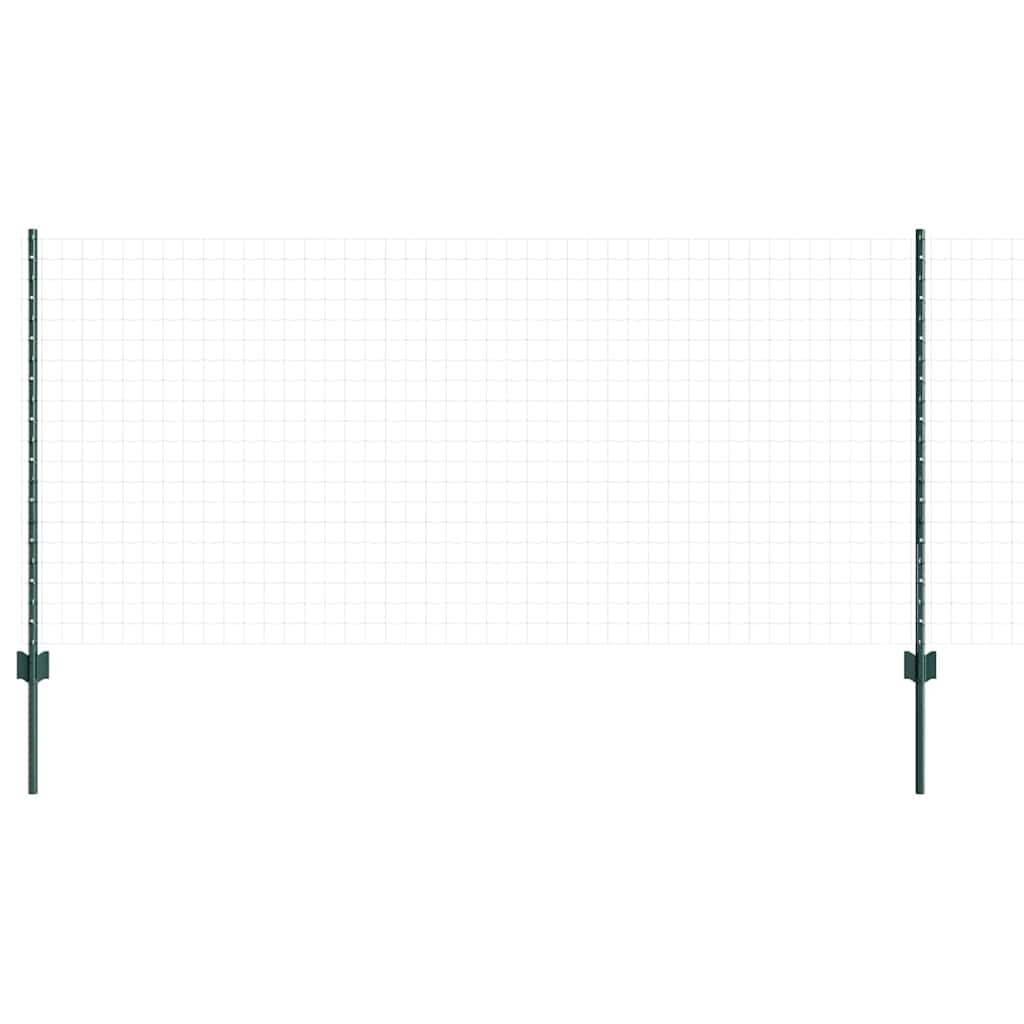 Indlejret hegnspost 5 pcs Grøn 140 cm Pulverlakeret stål