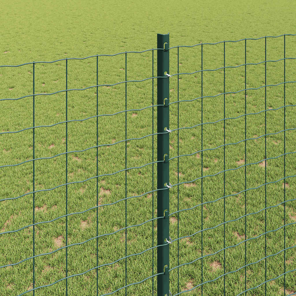 Indlejret hegnspost 11 pcs Grøn 200 cm Pulverlakeret stål
