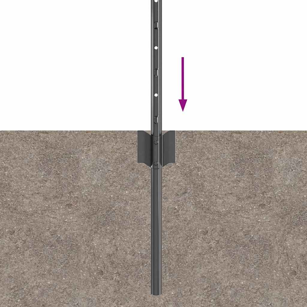 Indlejret hegnspost 5 pcs Grå 120 cm Pulverlakeret stål
