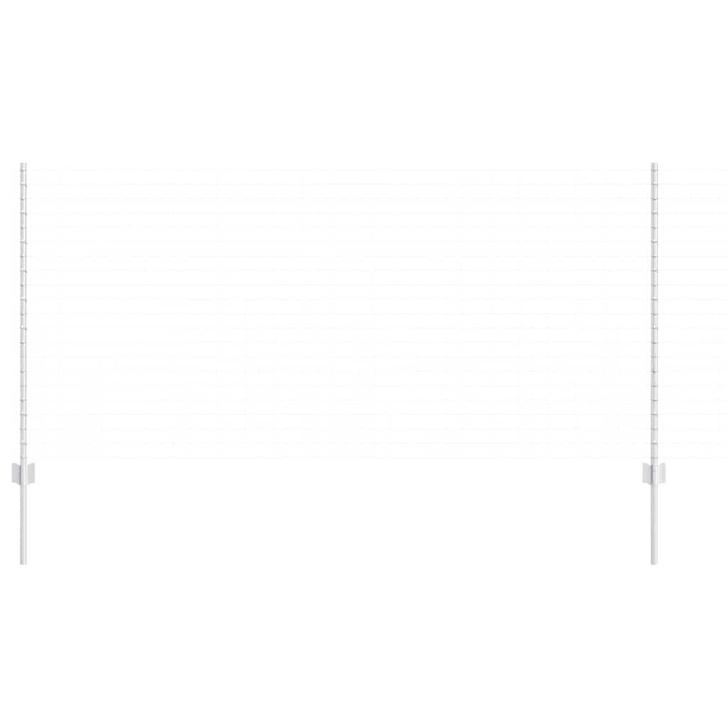 Indlejret hegnspost 5 pcs Sølv 160 cm Pulverlakeret stål