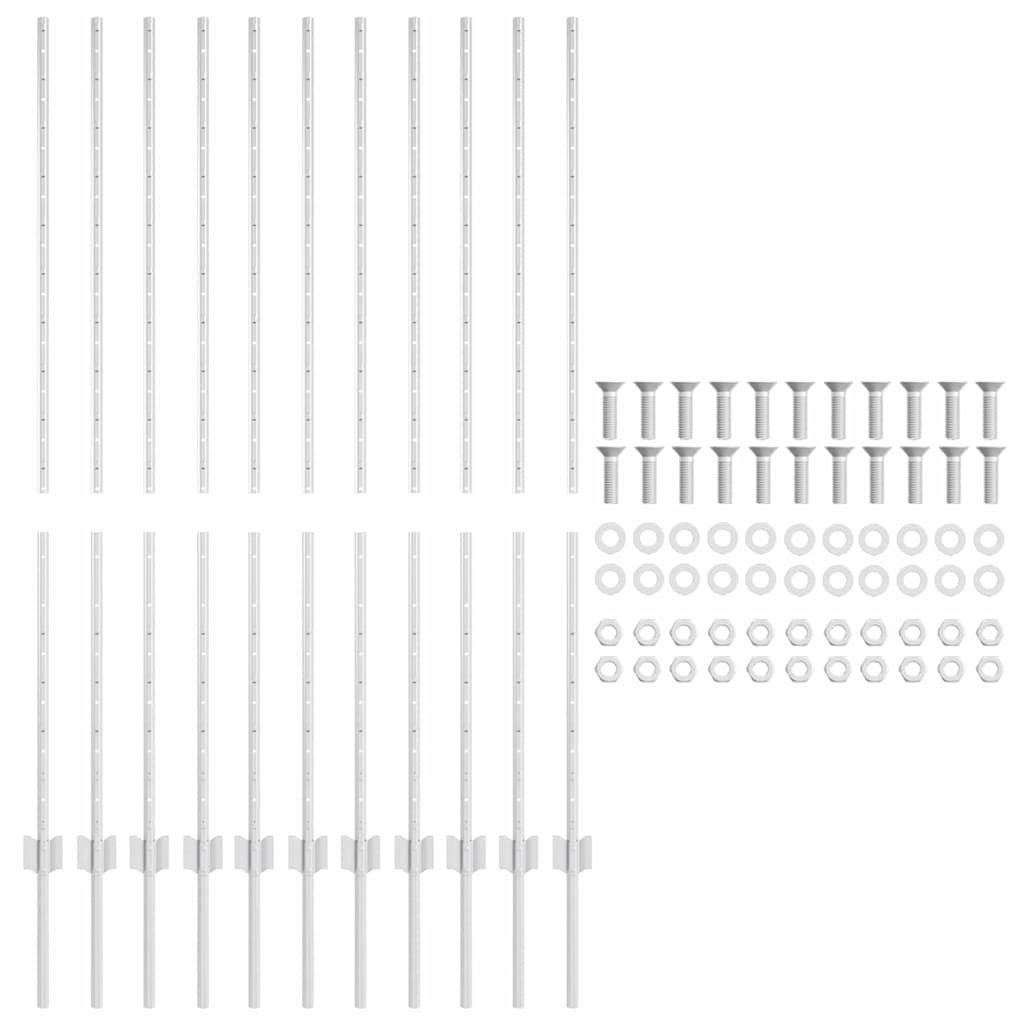 Indlejret hegnspost 11 pcs Sølv 180 cm Pulverlakeret stål