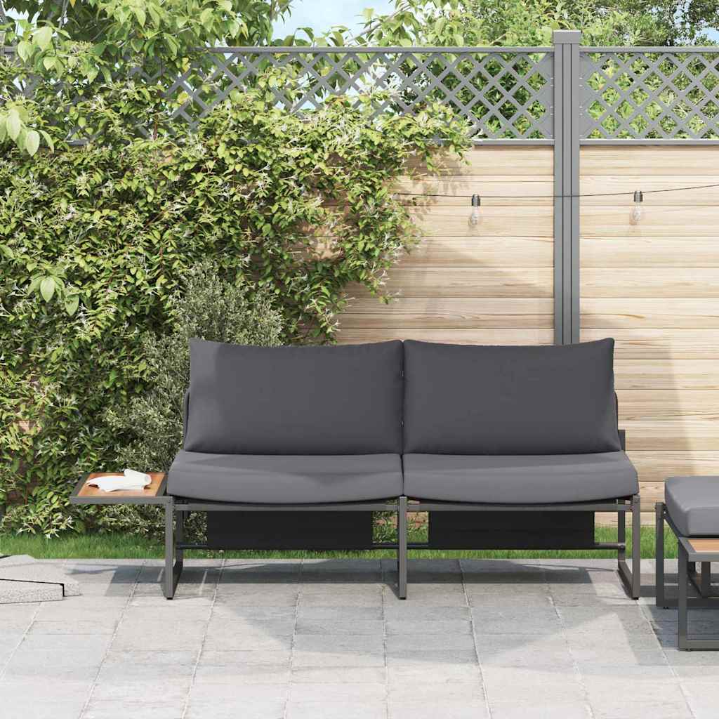 Havemøbelsofa med pude Antracit 200,5 x 70 x 85,5 cm Stål