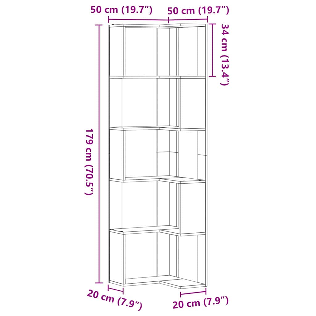 Bogreol 5 niveauer 50 x 50 x 179 cm Sort eg
