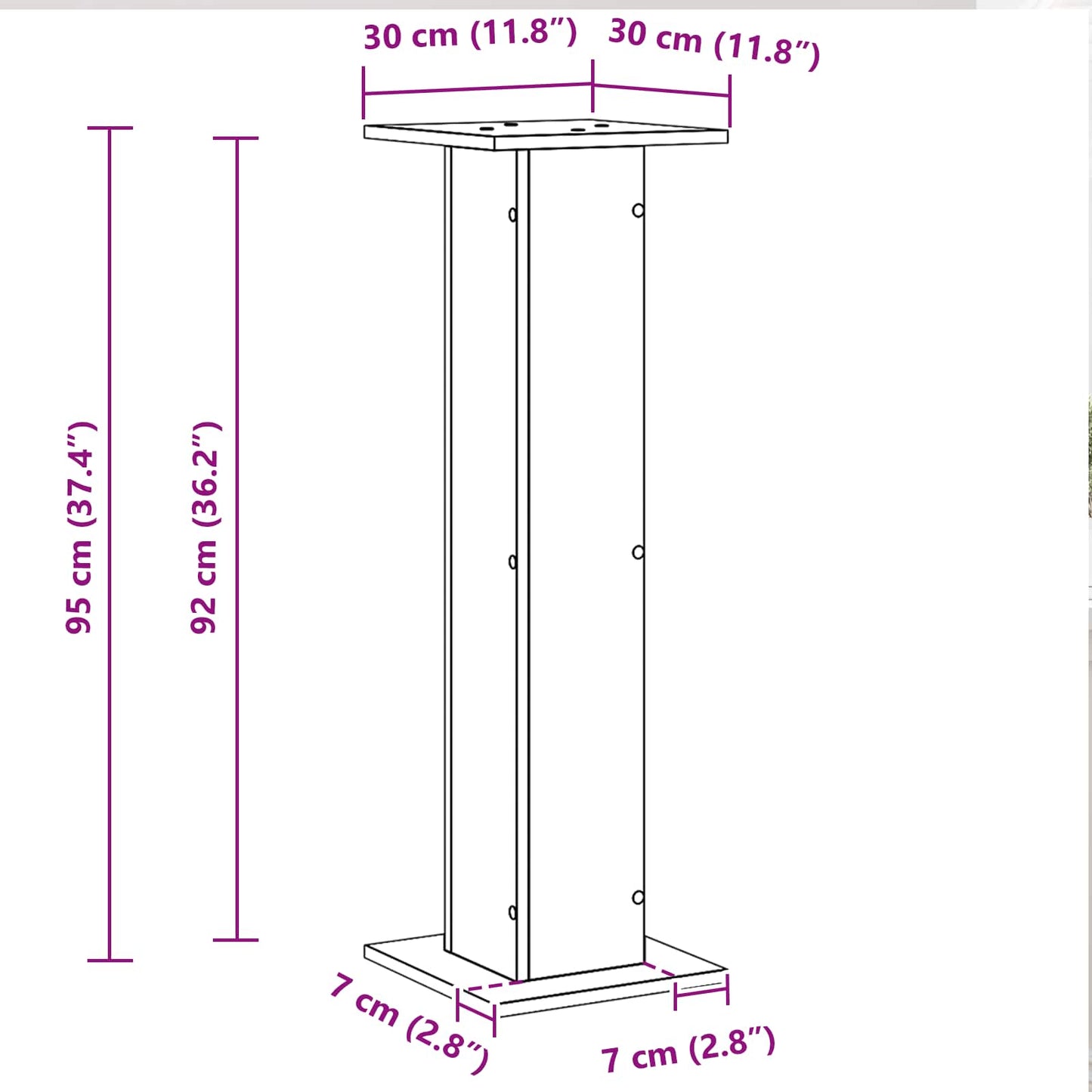 Højtaler Stativer 2 pcs Sort eg 30 x 30 x 95 cm Konstrueret træ