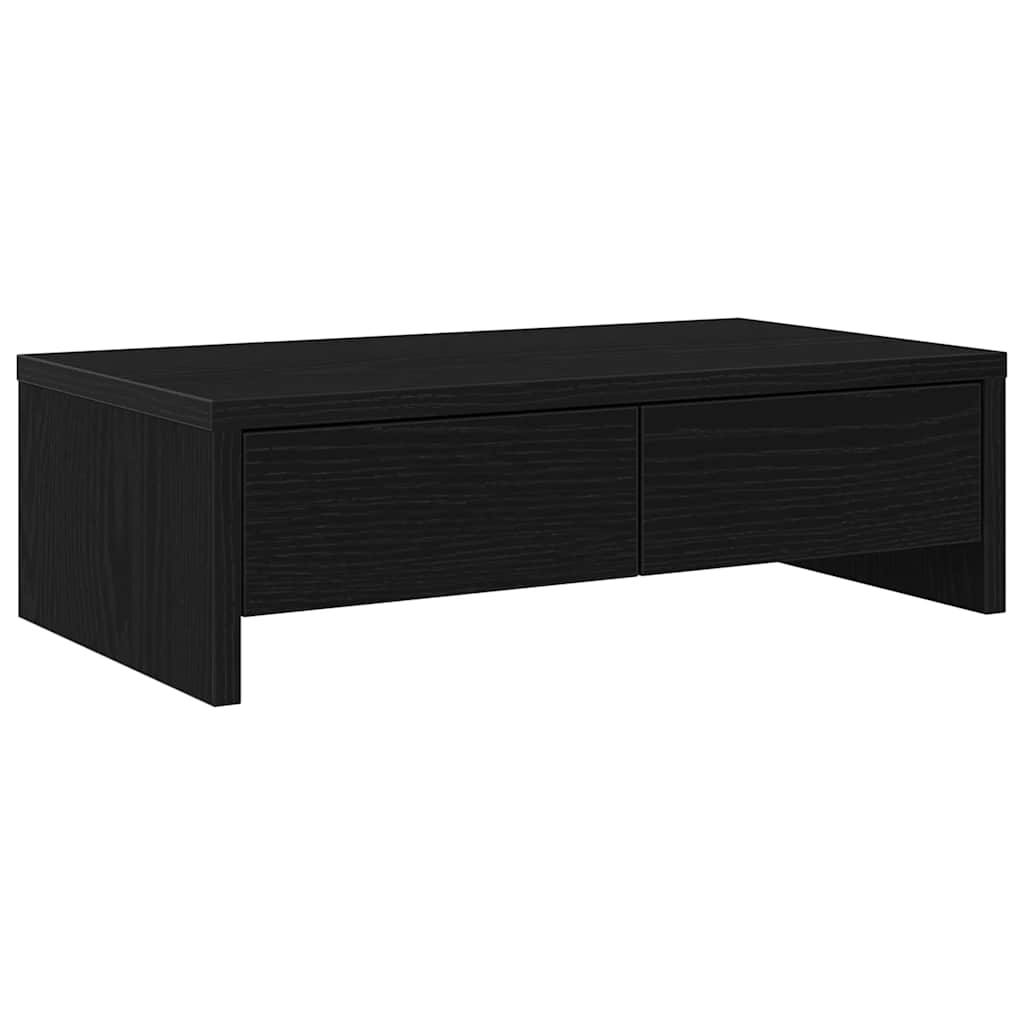 skærmholder med skuffer 50x27x15 cm konstrueret træ sort eg