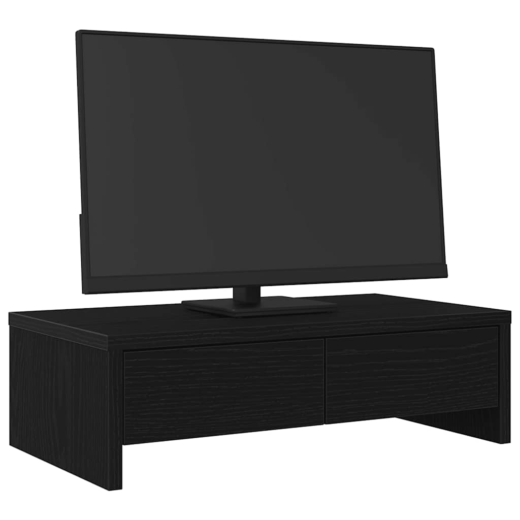 skærmholder med skuffer 50x27x15 cm konstrueret træ sort eg