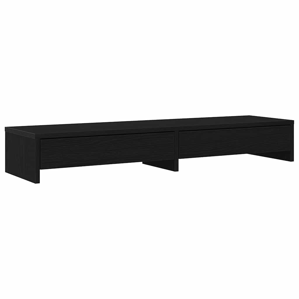 skærmstander med skuffer 100x27x15 cm konstrueret træ sort eg