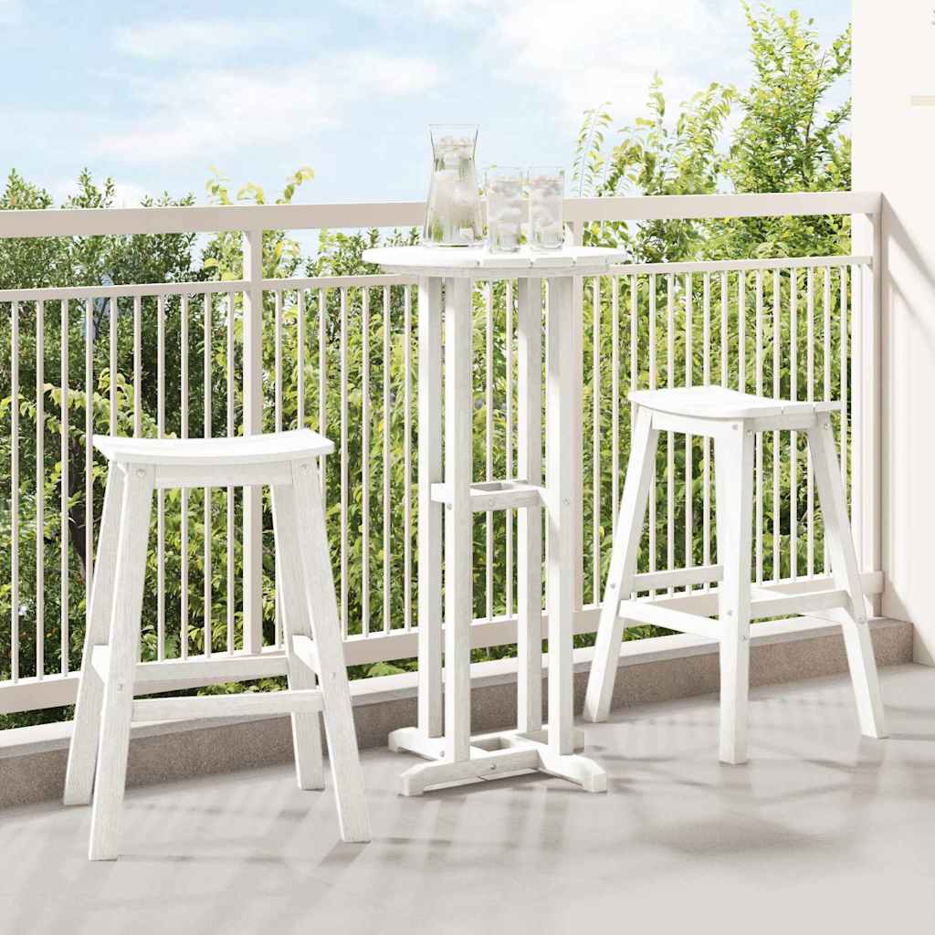Barbænk 2 pcs Hvid 52 x 43 x 73,5 cm HDPE