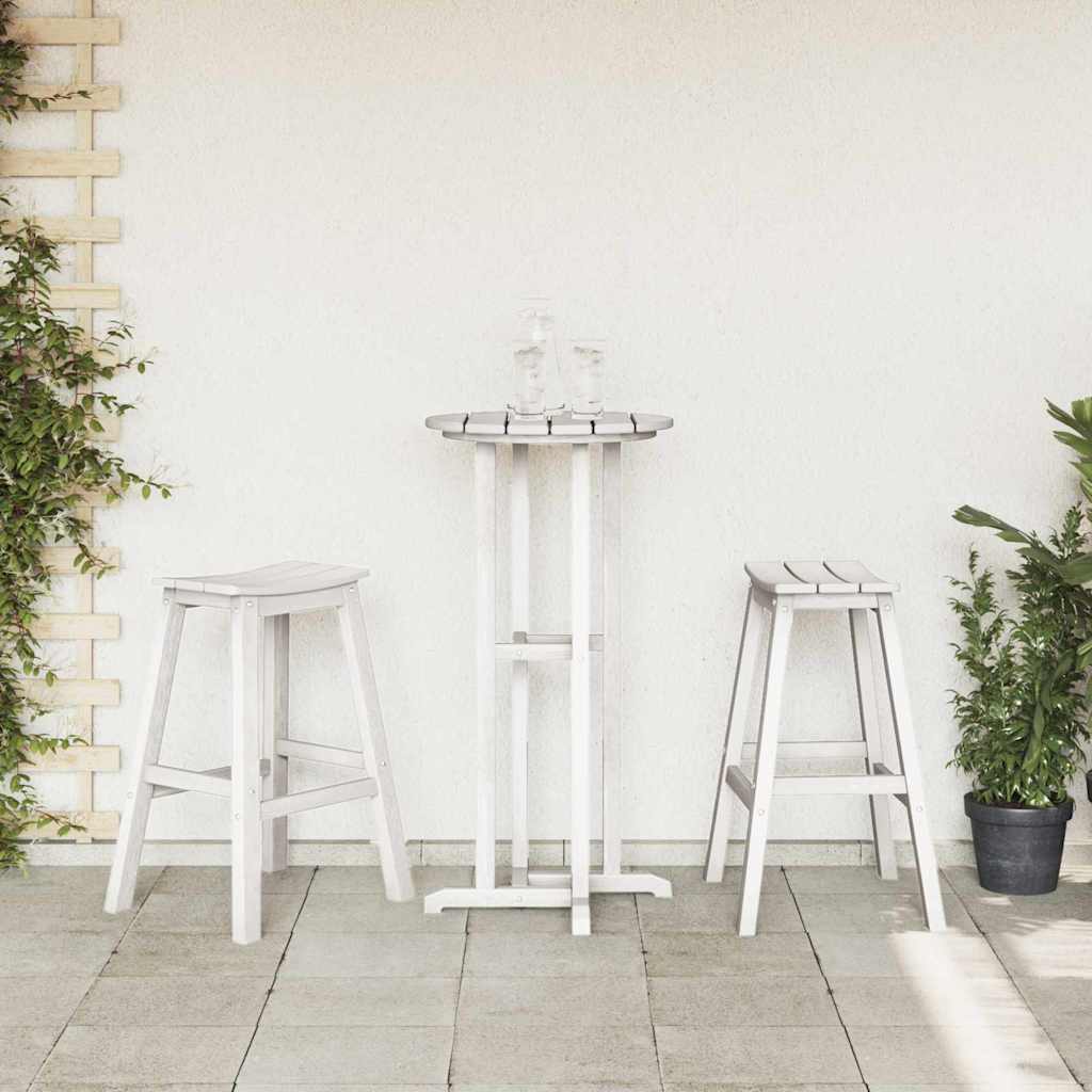 Barbænk 2 pcs Hvid 52 x 43 x 73,5 cm HDPE