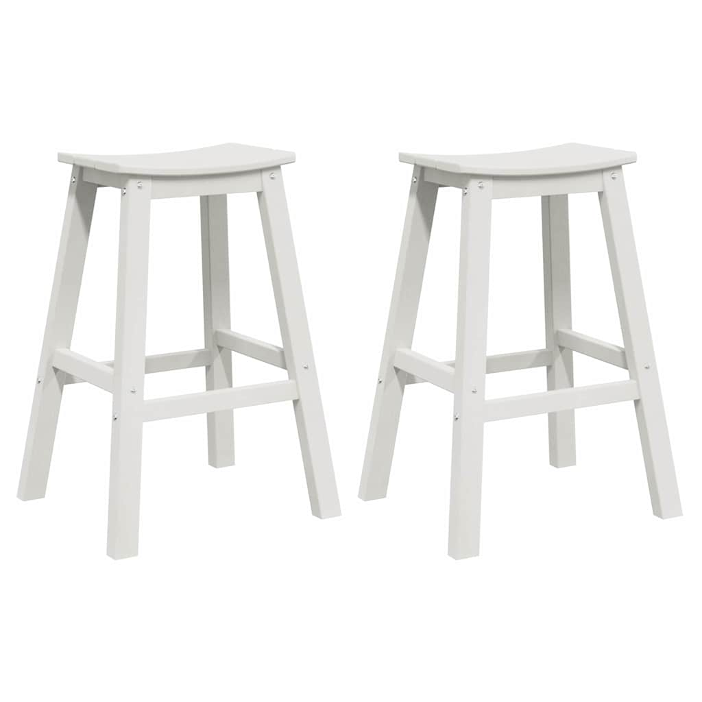 Barbænk 2 pcs Hvid 52 x 43 x 73,5 cm HDPE