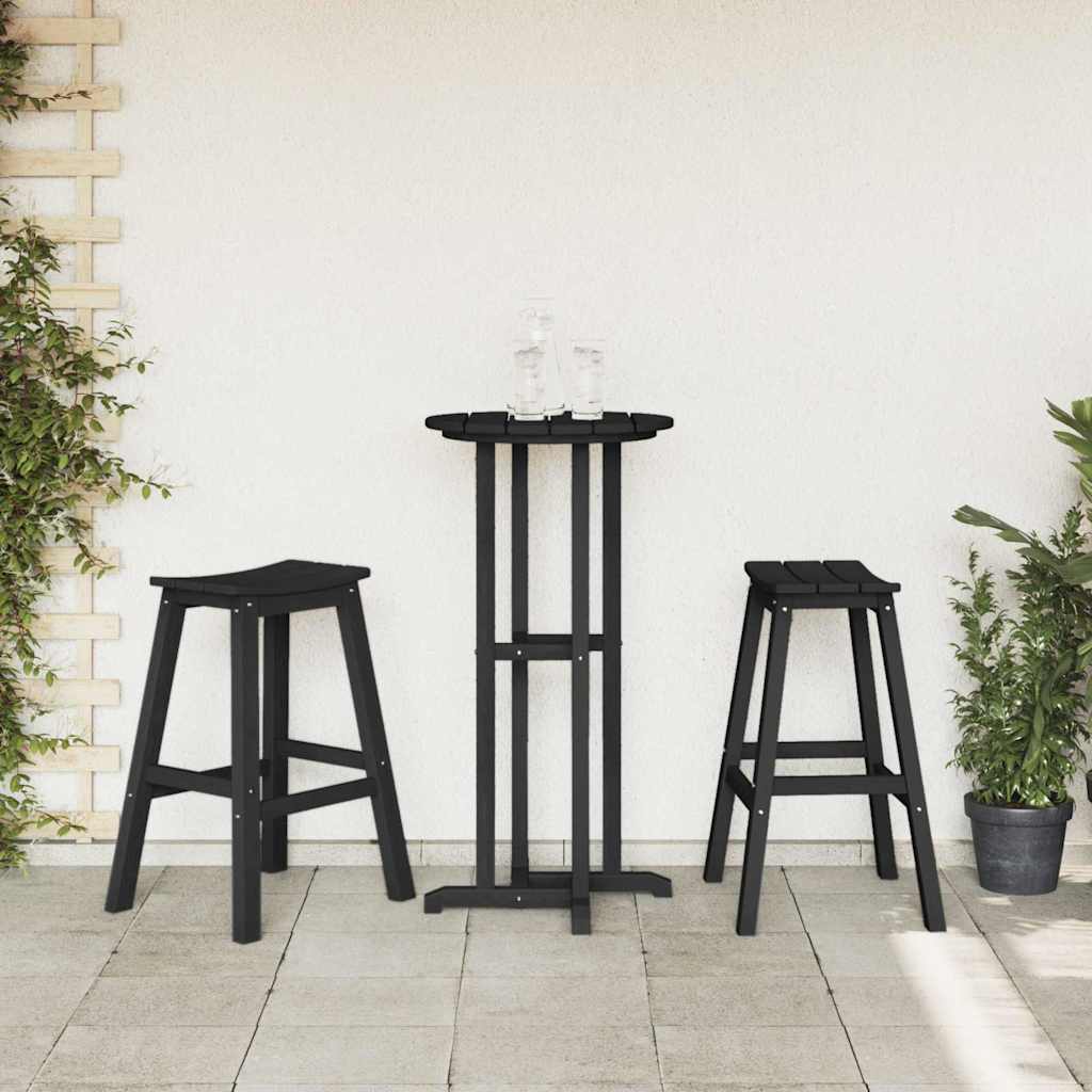 Barbænk 2 pcs Sort 52 x 43 x 73,5 cm HDPE