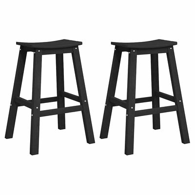 Barbænk 2 pcs Sort 52 x 43 x 73,5 cm HDPE